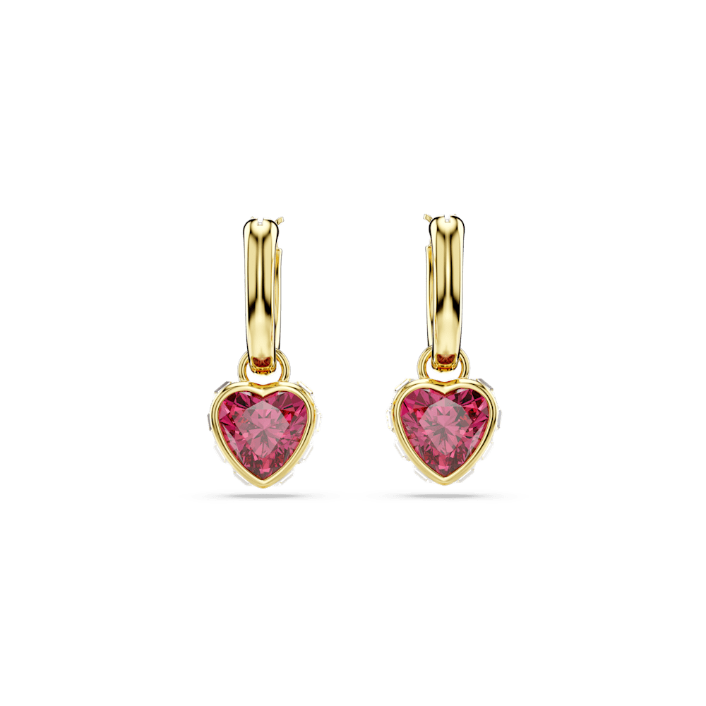 Orecchini pendenti Swarovski Chroma, Cuore, Rossi, Finitura oro 18K
