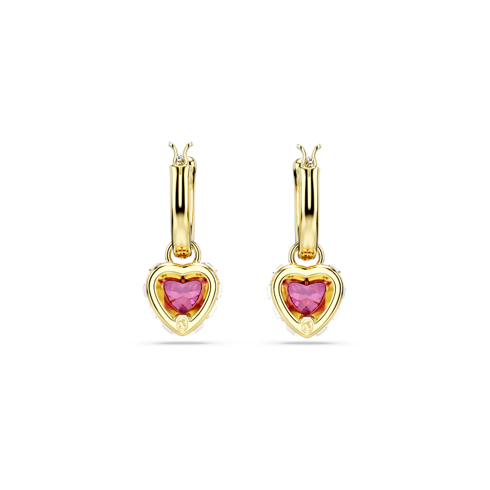 Orecchini pendenti Swarovski Chroma, Cuore, Rossi, Finitura oro 18K