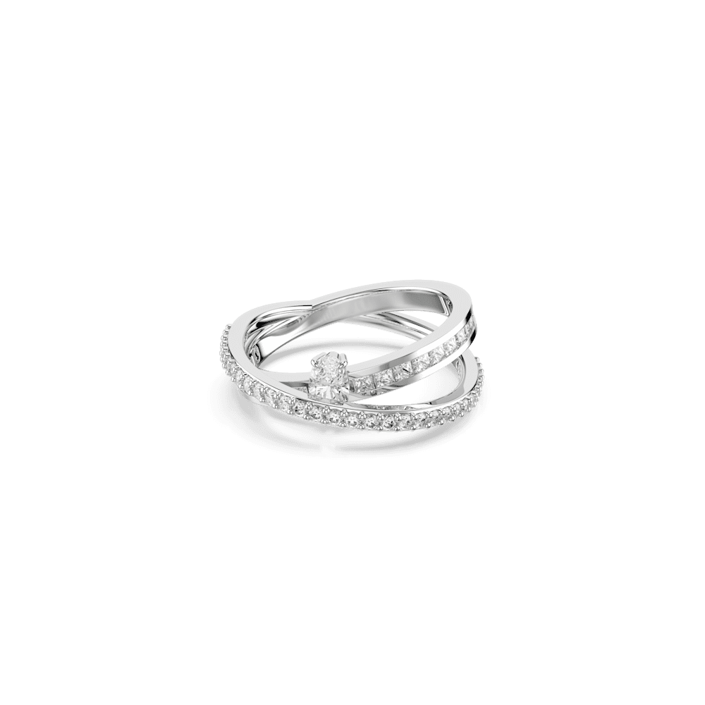 Anello Swarovski Hyperbola, Taglio misto, Bianco, Placcato rodio - Misura 55