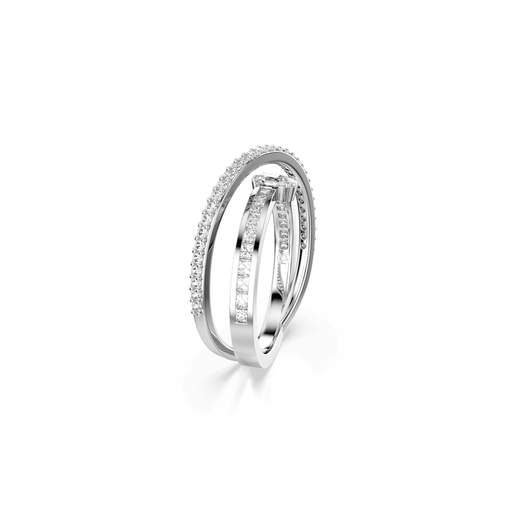 Anello Swarovski Hyperbola, Taglio misto, Bianco, Placcato rodio - Misura 55