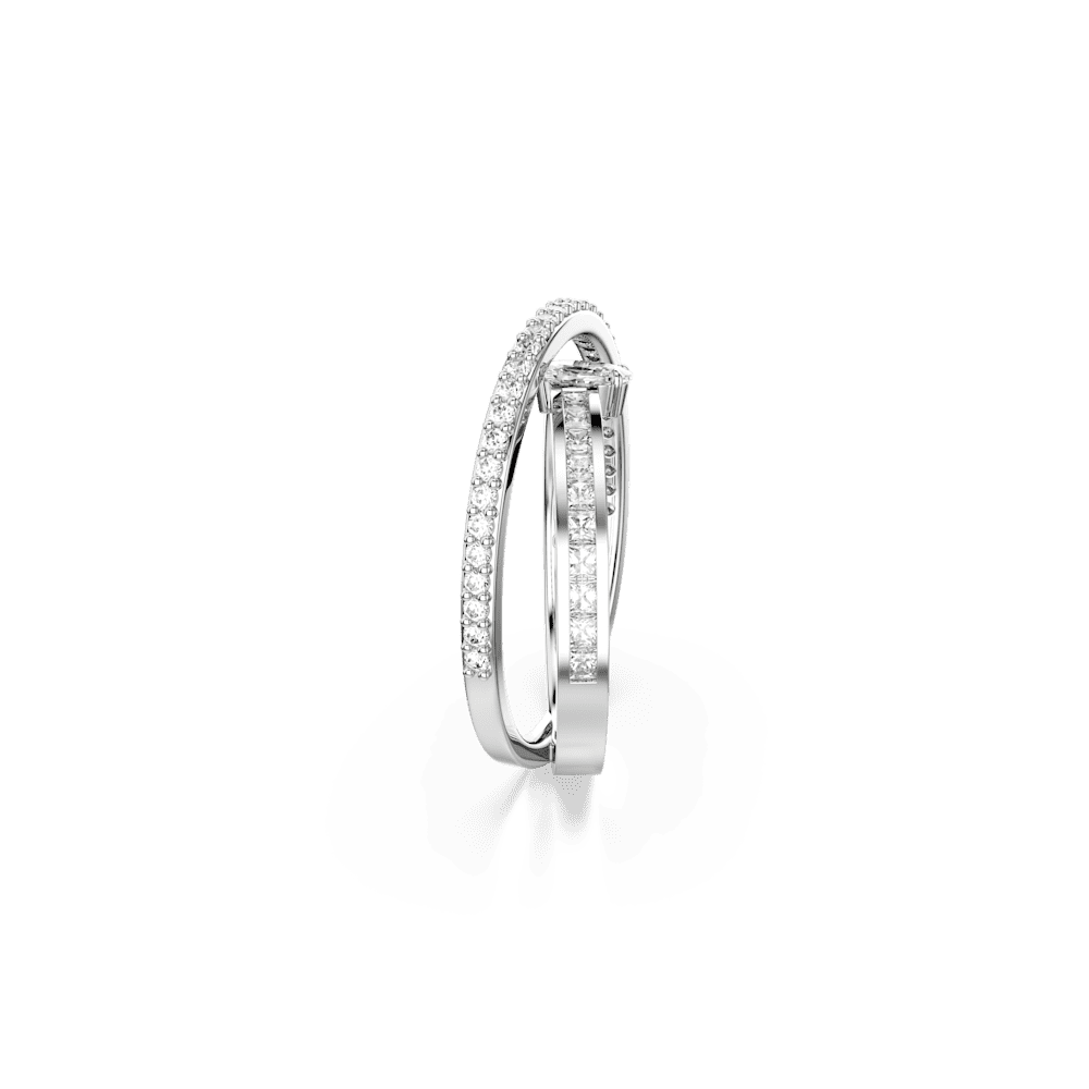 Anello Swarovski Hyperbola, Taglio misto, Bianco, Placcato rodio - Misura 55