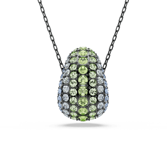Collana con Pendente Swarovski Sublima Taglio Round Verde Placcato Rutenio