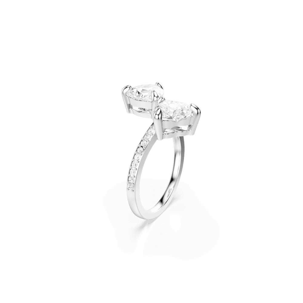 Anello aperto Swarovski Mesmera, Taglio Heart, Pavé, Bianco, Placcato rodio - Misura 55