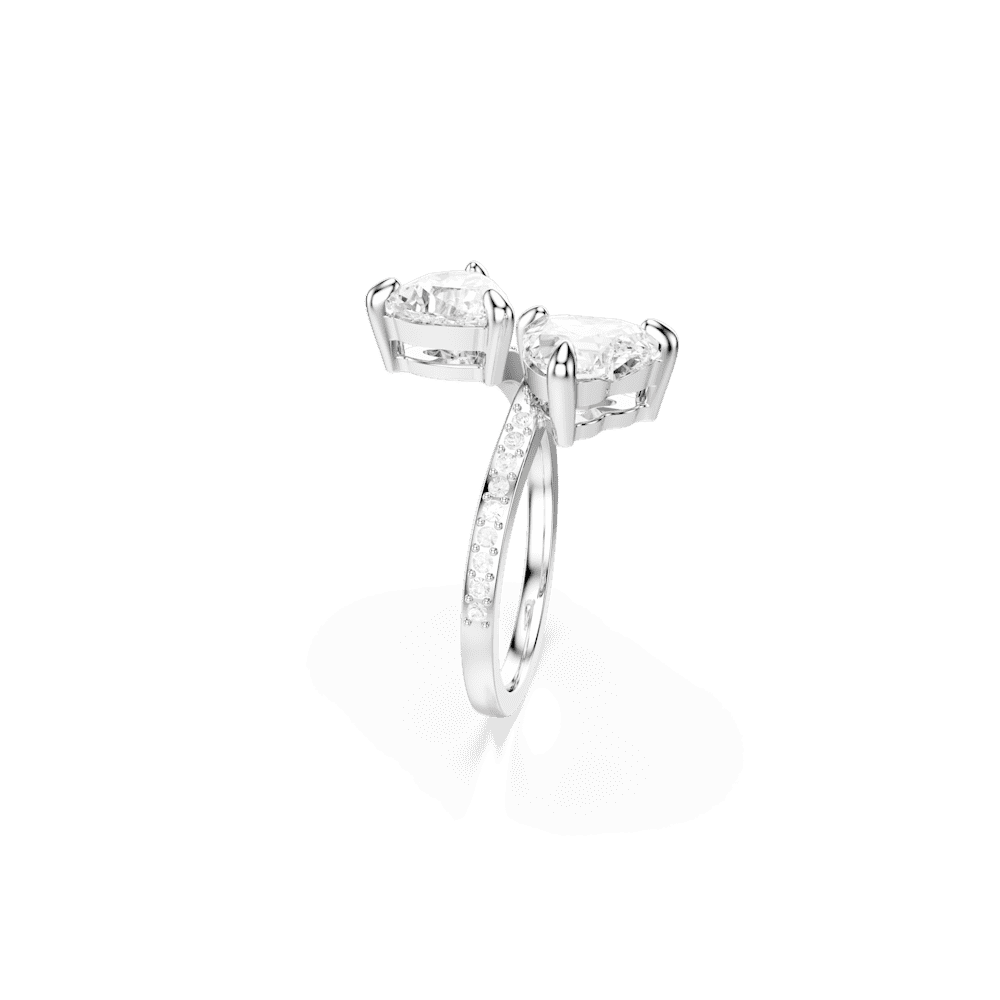 Anello aperto Swarovski Mesmera, Taglio Heart, Pavé, Bianco, Placcato rodio - Misura 52