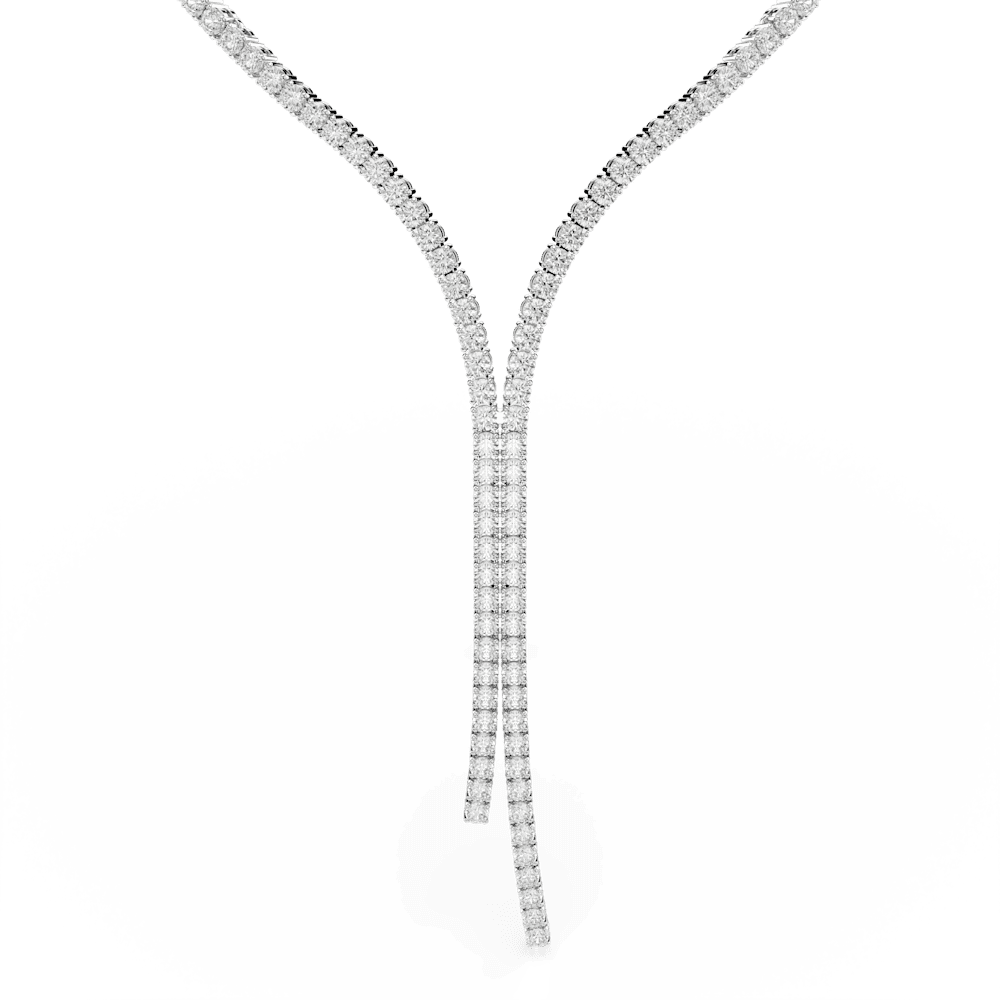 Collana a Y Swarovski Matrix, Taglio Round, Bianco, Placcato rodio