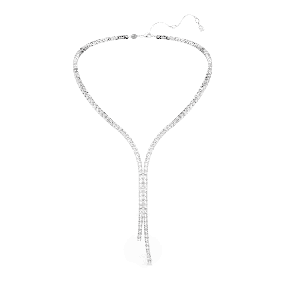 Collana a Y Swarovski Matrix, Taglio Round, Bianco, Placcato rodio