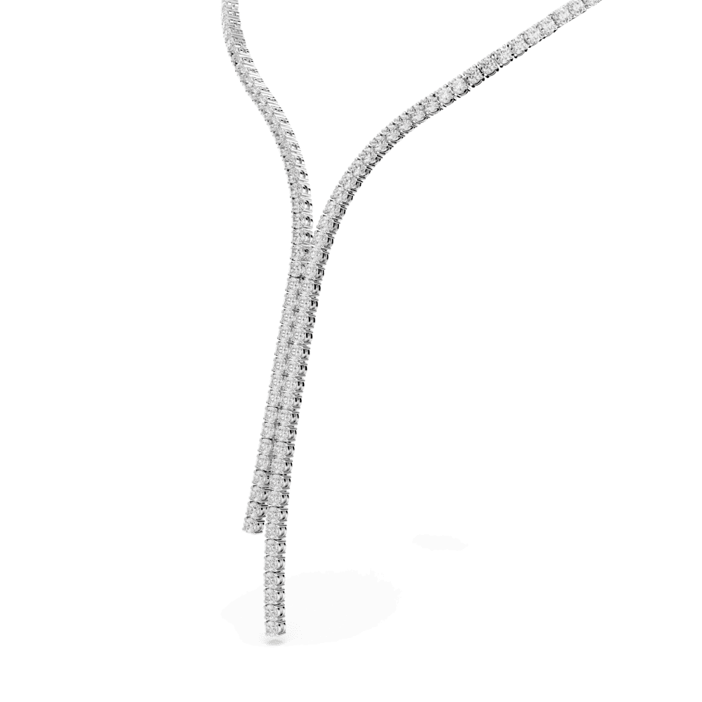 Collana a Y Swarovski Matrix, Taglio Round, Bianco, Placcato rodio