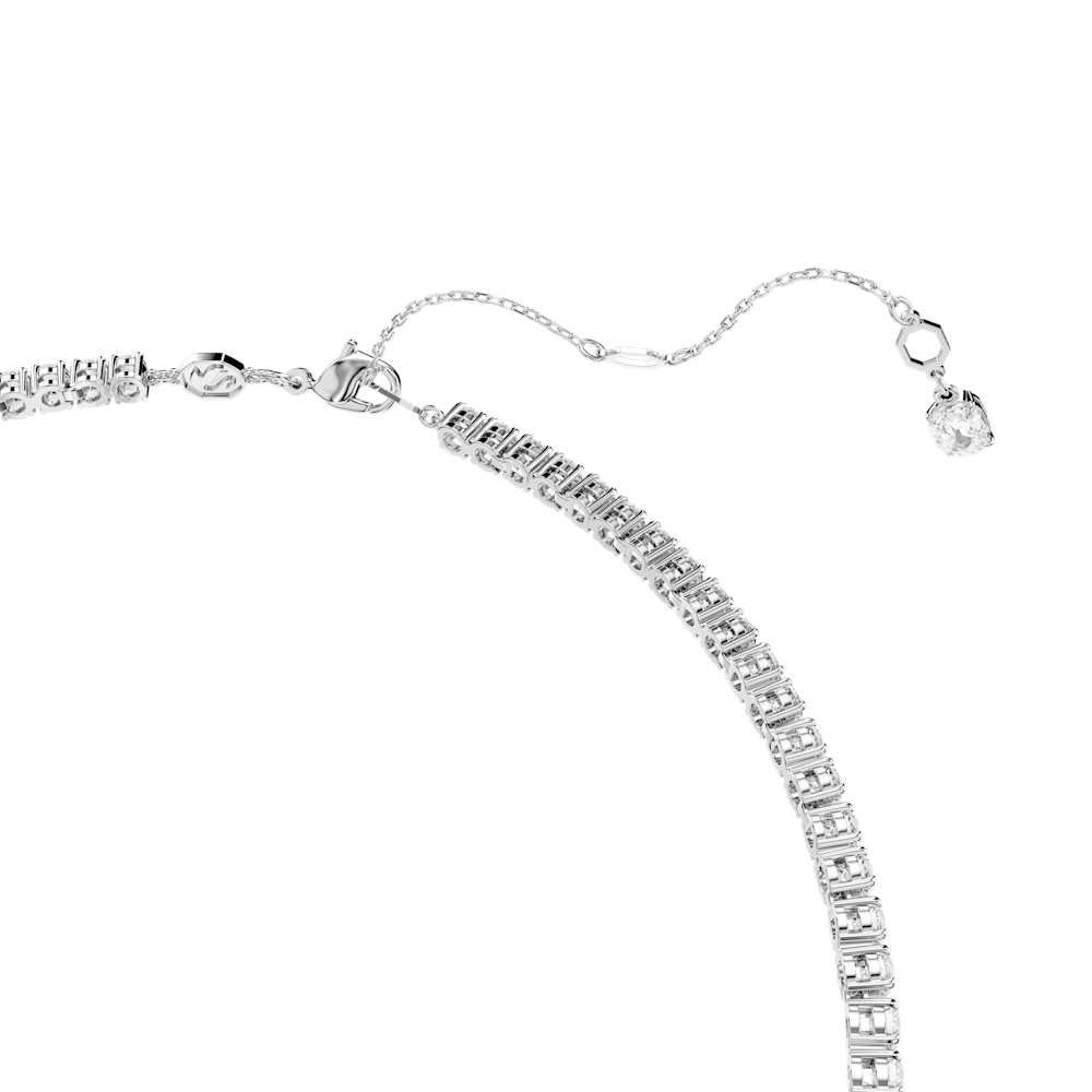 Collana a Y Swarovski Matrix, Taglio Round, Bianco, Placcato rodio
