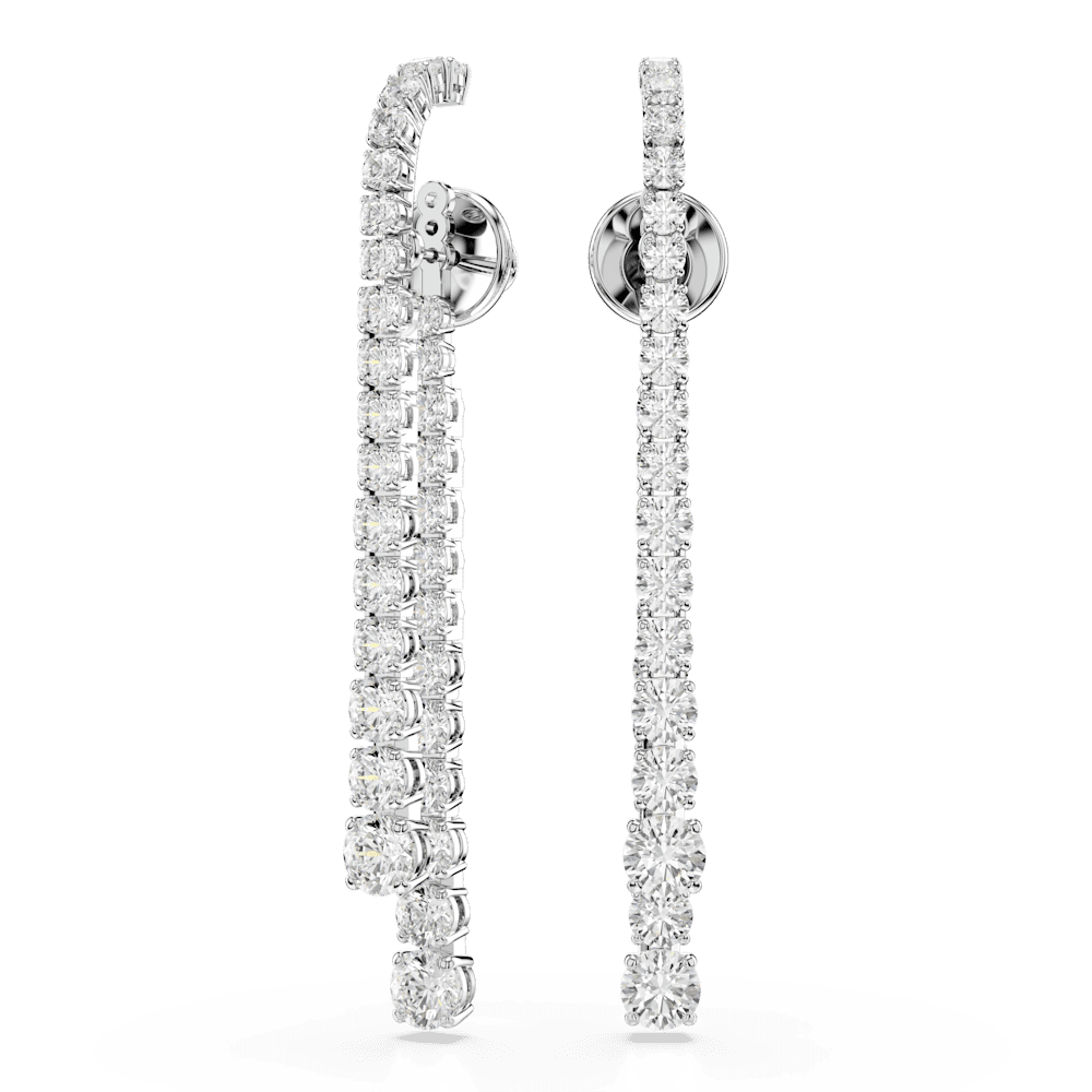 Orecchini pendenti Swarovski Matrix, Sfumatura di tagli Round, Bianchi, Placcato rodio