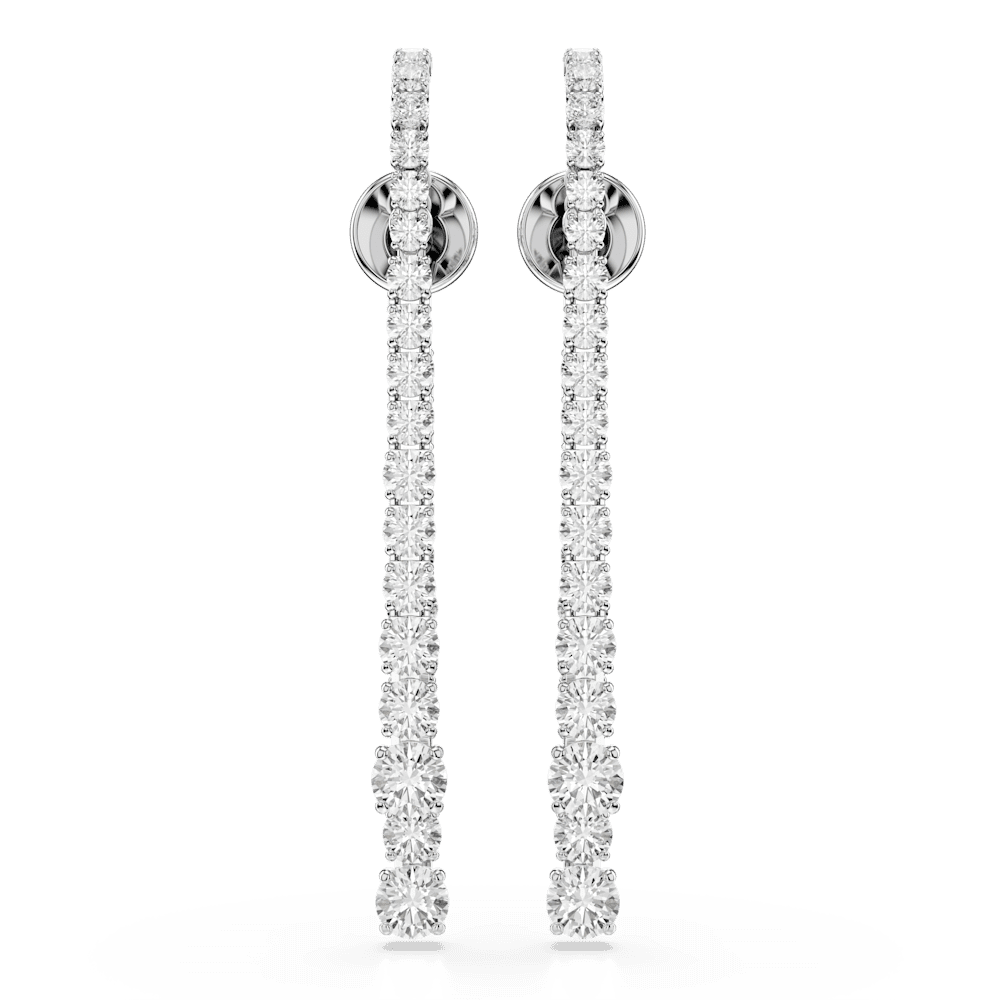 Orecchini pendenti Swarovski Matrix, Sfumatura di tagli Round, Bianchi, Placcato rodio