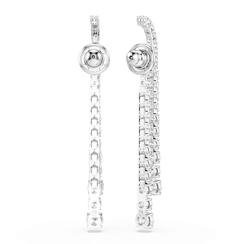 Orecchini pendenti Swarovski Matrix, Sfumatura di tagli Round, Bianchi, Placcato rodio
