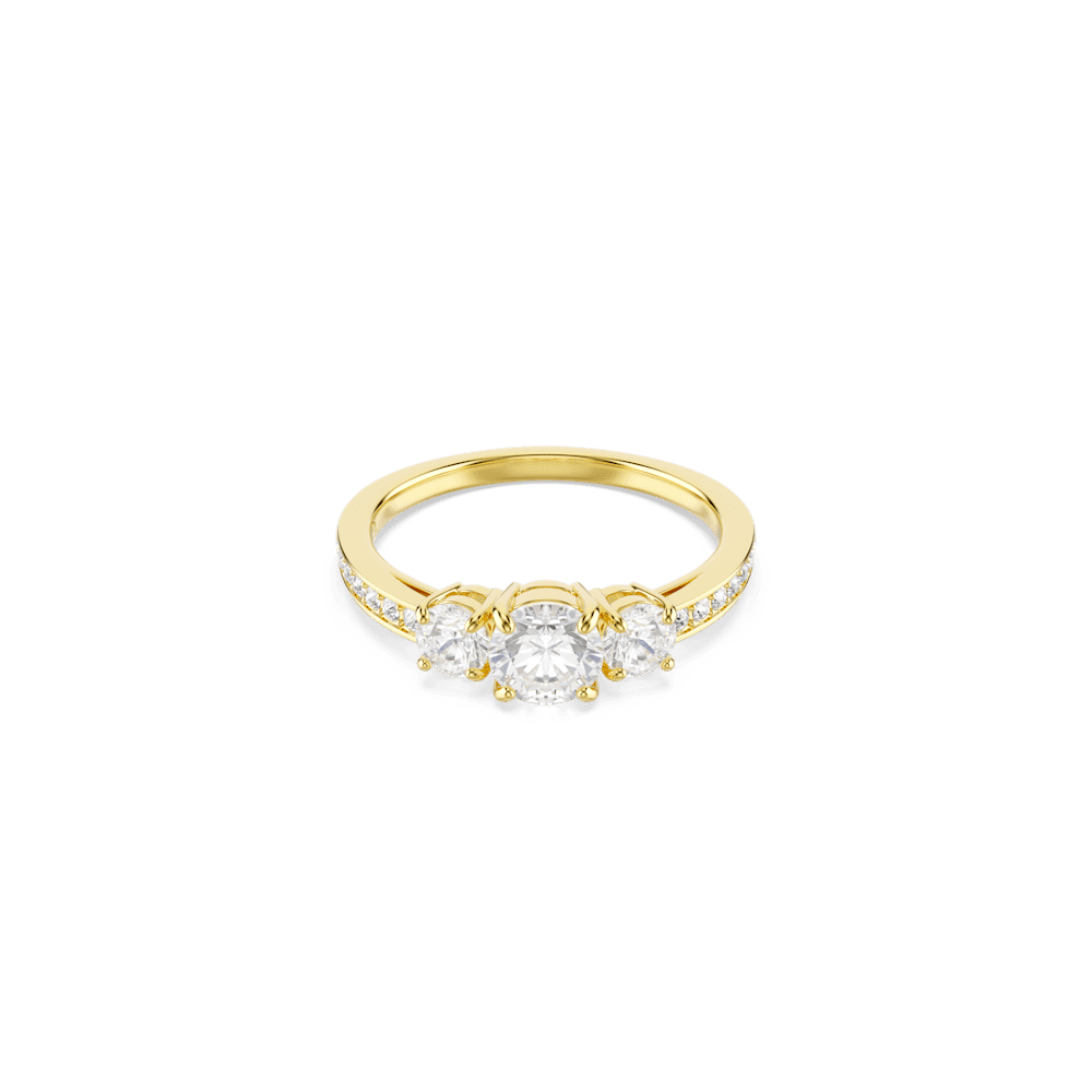 Anello Swarovski Stilla Attract, Taglio Round, Bianco, Finitura oro 18K - Misura 52