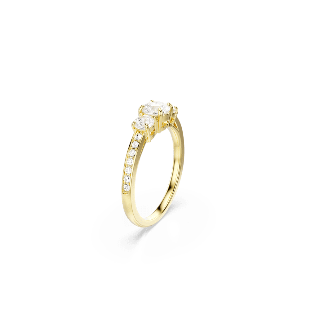 Anello Swarovski Stilla Attract, Taglio Round, Bianco, Finitura oro 18K - Misura 52