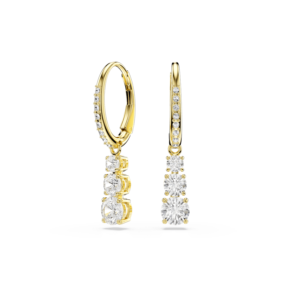 Orecchini a Cerchio Swarovski Stilla Attract Taglio Round Bianchi Finitura oro 18 Kt