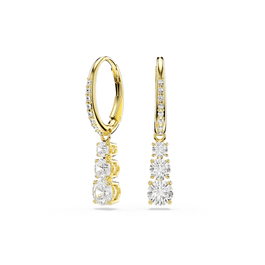 Orecchini a Cerchio Swarovski Stilla Attract Taglio Round Bianchi Finitura oro 18 Kt