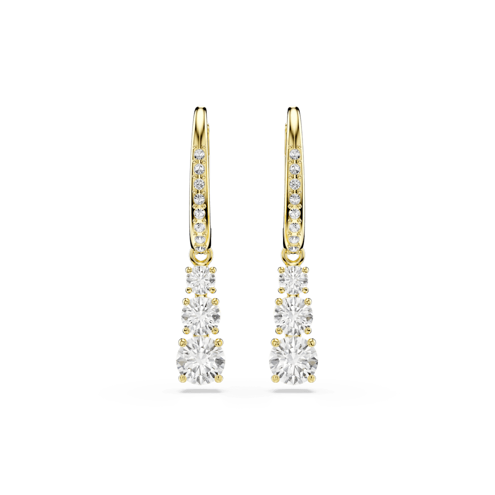 Orecchini a Cerchio Swarovski Stilla Attract Taglio Round Bianchi Finitura oro 18 Kt