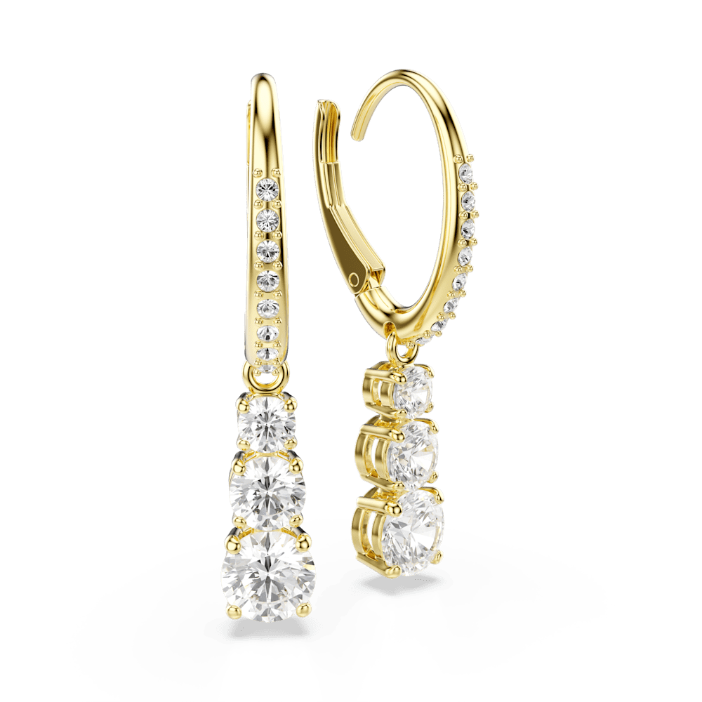 Orecchini a Cerchio Swarovski Stilla Attract Taglio Round Bianchi Finitura oro 18 Kt