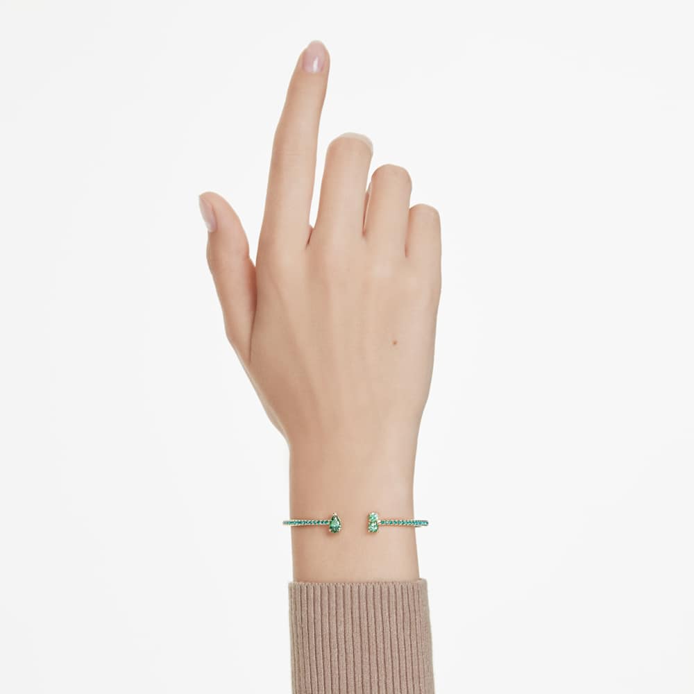 Bracciale Rigido Swarovski Matrix Taglio misto Verde Finitura oro 18 Kt