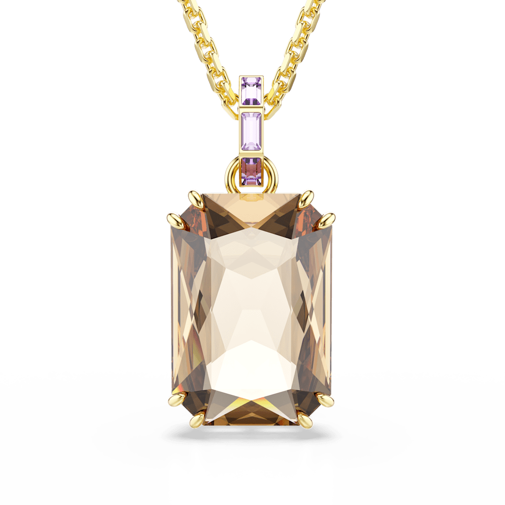 Collana con Pendente Swarovski Millenia Taglio ottagonale Caramello Finitura oro 18 Kt