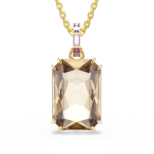 Collana con Pendente Swarovski Millenia Taglio ottagonale Caramello Finitura oro 18 Kt