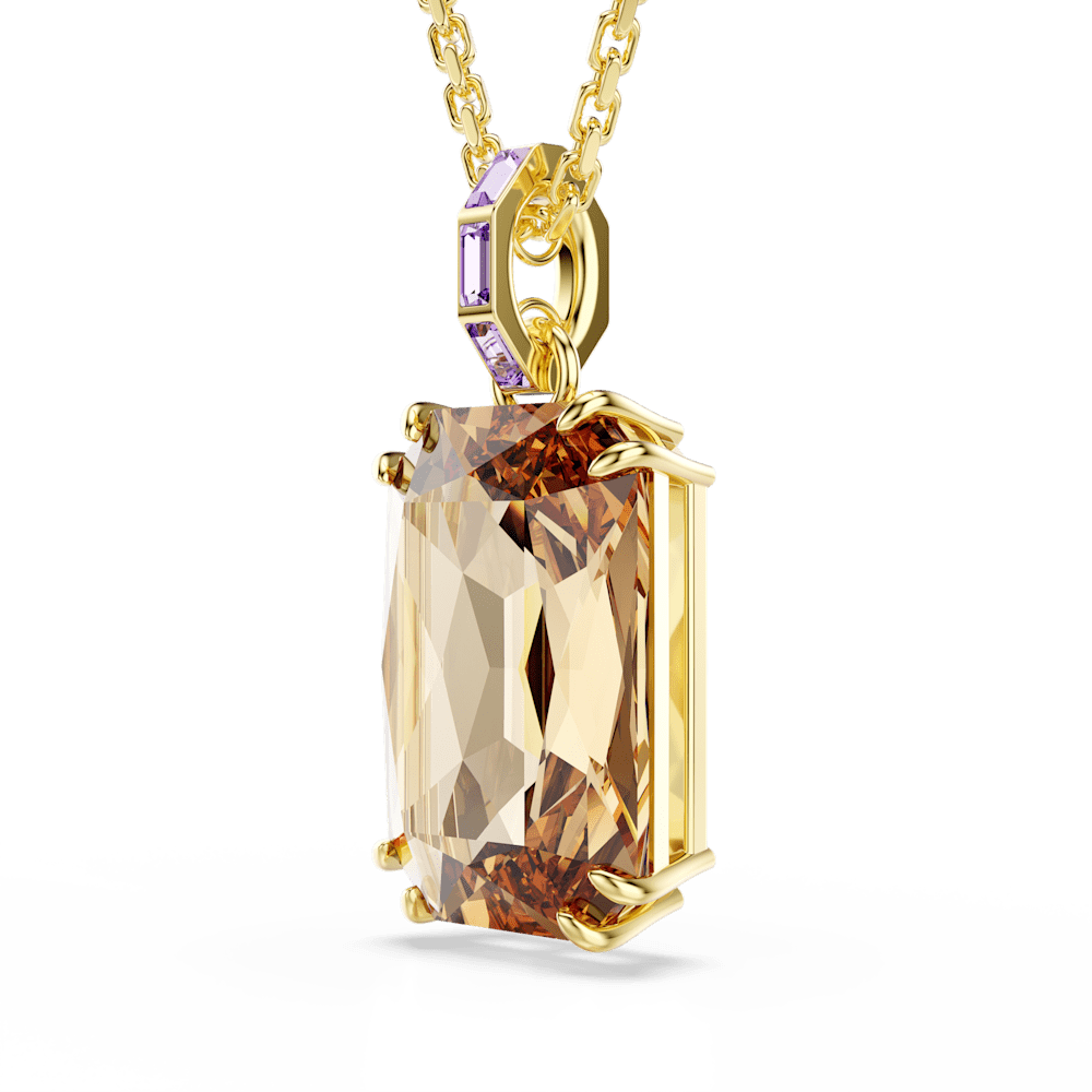 Collana con Pendente Swarovski Millenia Taglio ottagonale Caramello Finitura oro 18 Kt