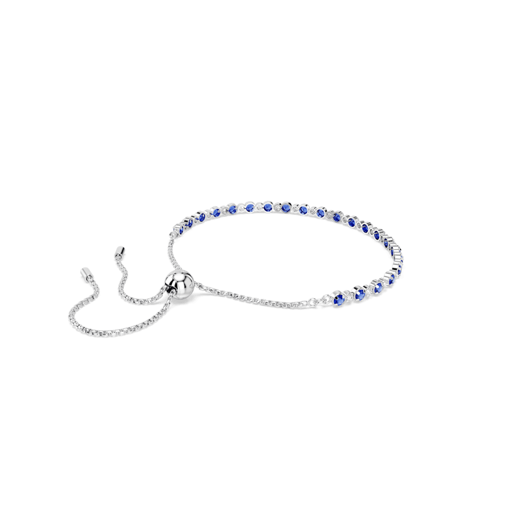 Bracciale Tennis Swarovski Matrix, Tagli arrotondati misti, Blu, Placcato rodio - Misura M