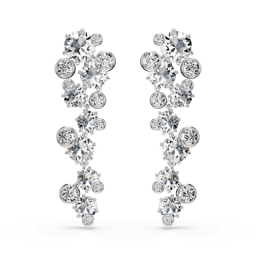 Orecchini Pendenti Swarovski Constella Taglio misto Bianchi Placcato Rodio