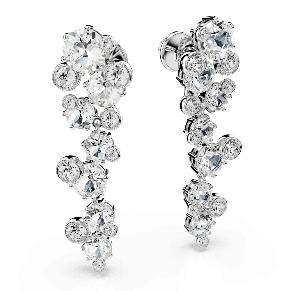 Orecchini Pendenti Swarovski Constella Taglio misto Bianchi Placcato Rodio