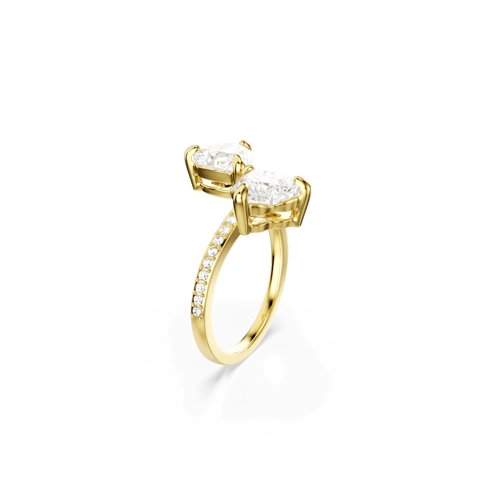 Anello aperto Swarovski Mesmera, Taglio Heart, Pavé, Bianco, Finitura oro 18K - Misura 55