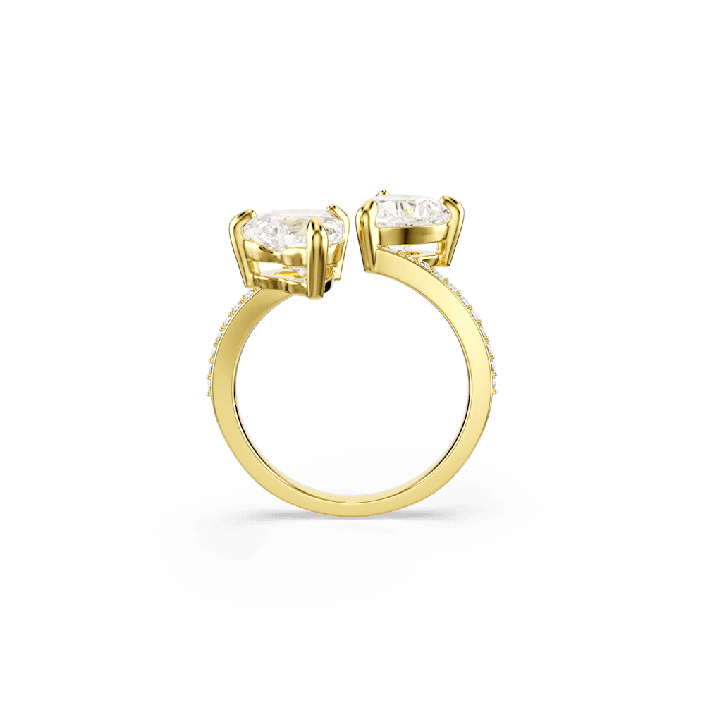 Anello aperto Swarovski Mesmera, Taglio Heart, Pavé, Bianco, Finitura oro 18K - Misura 55
