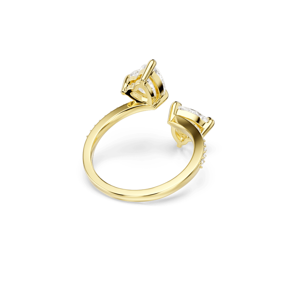 Anello aperto Swarovski Mesmera, Taglio Heart, Pavé, Bianco, Finitura oro 18K - Misura 55