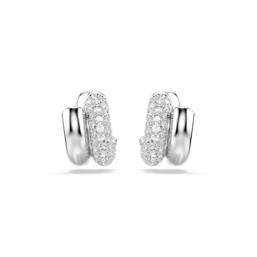 Orecchini a cerchio Swarovski Dextera, Taglio Round, Mini, Bianchi, Placcato rodio