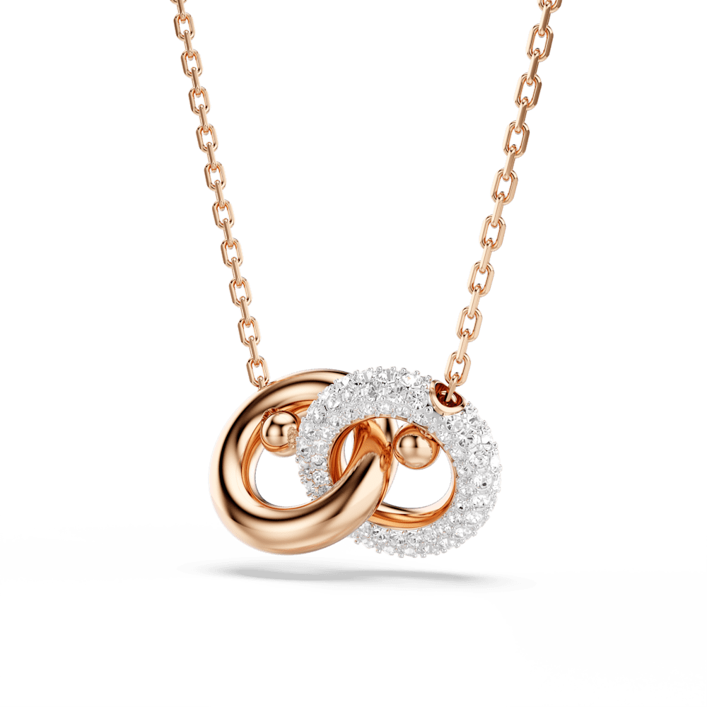 Pendente Swarovski Dextera, Taglio Round, Bianco, Finitura oro rosa 18K