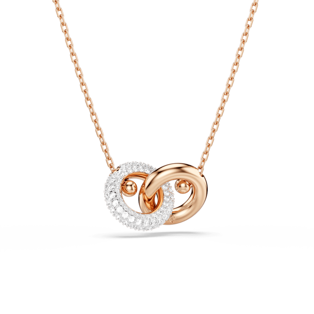 Pendente Swarovski Dextera, Taglio Round, Bianco, Finitura oro rosa 18K