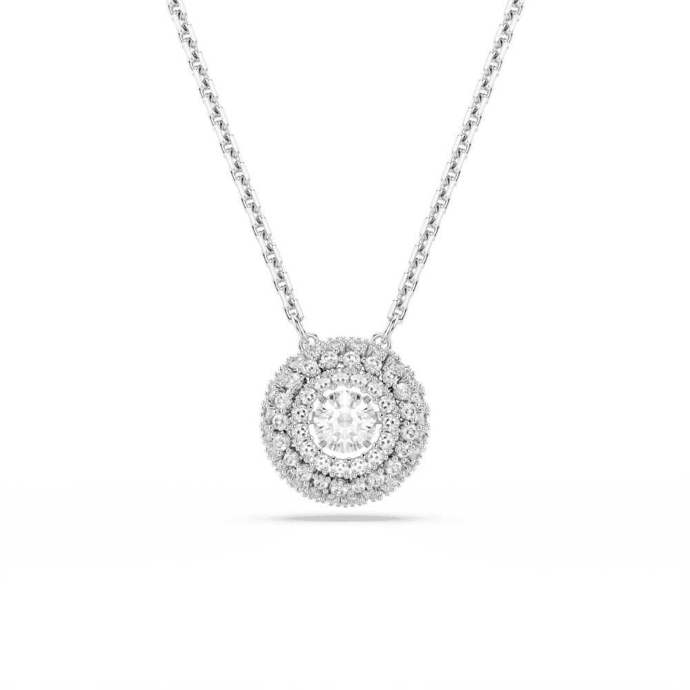 Collana con Pendente Swarovski Sublima Taglio Round Bianco Placcato Rodio