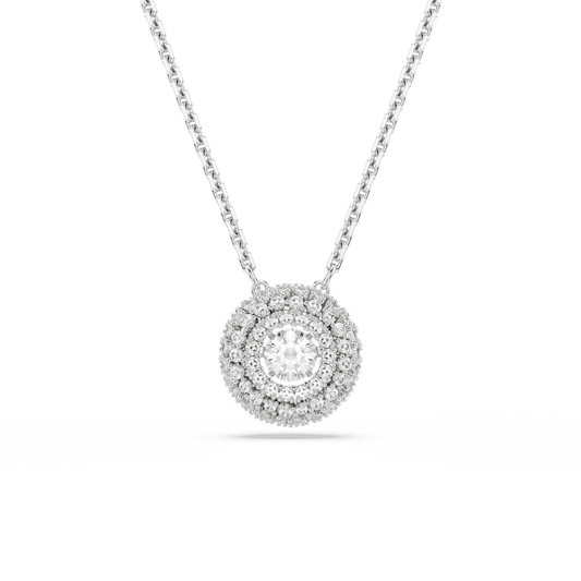 Collana con Pendente Swarovski Sublima Taglio Round Bianco Placcato Rodio
