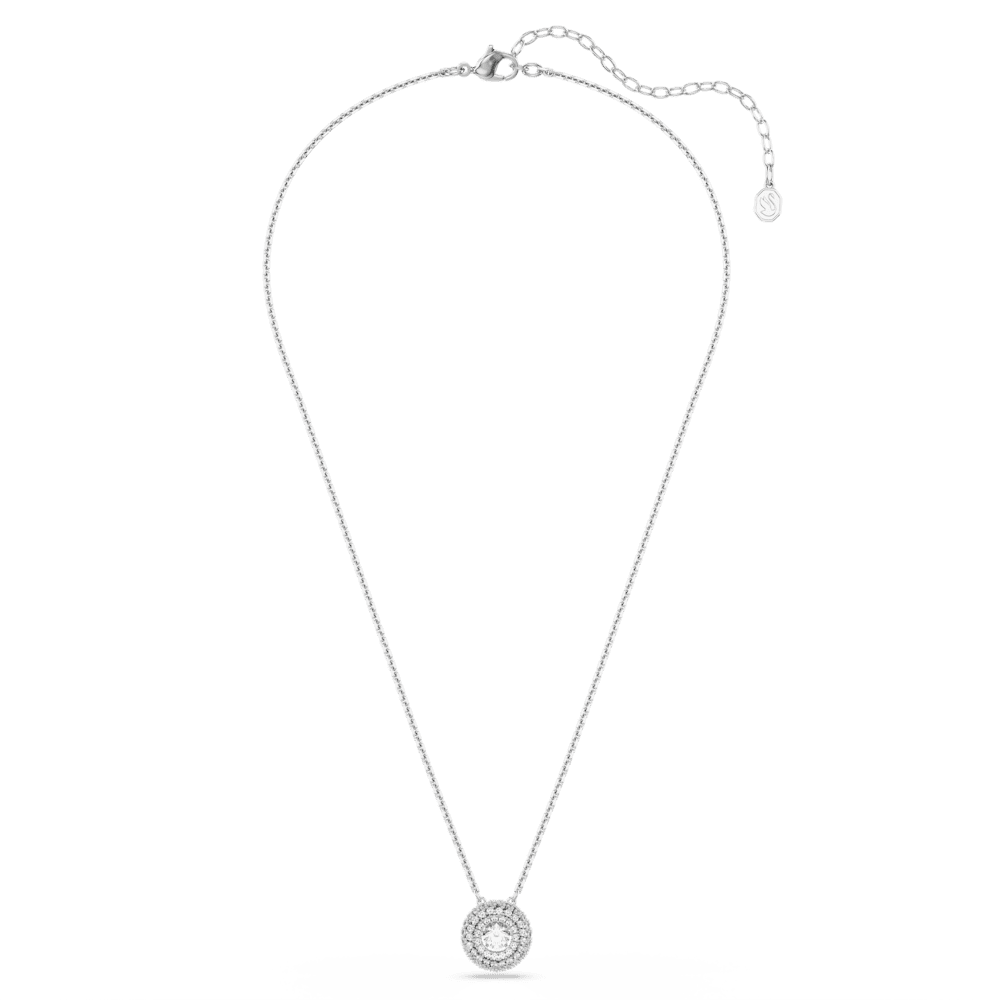 Collana con Pendente Swarovski Sublima Taglio Round Bianco Placcato Rodio