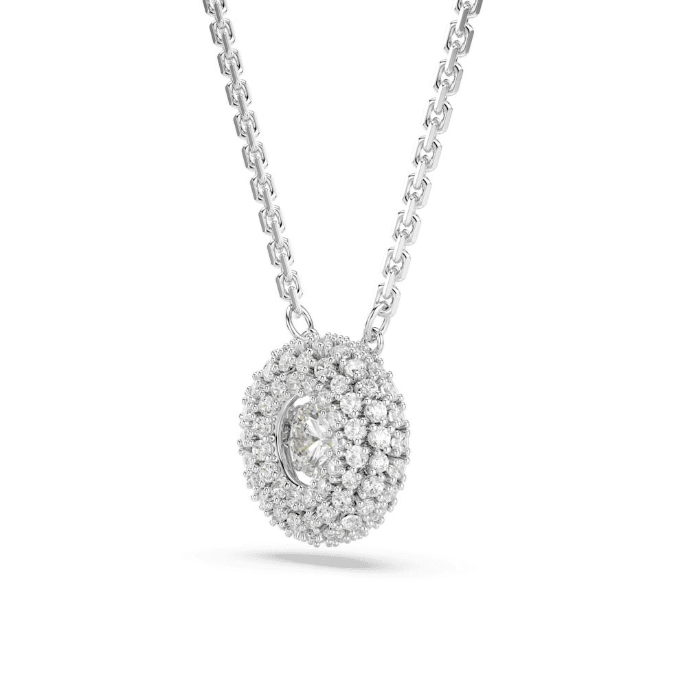 Collana con Pendente Swarovski Sublima Taglio Round Bianco Placcato Rodio