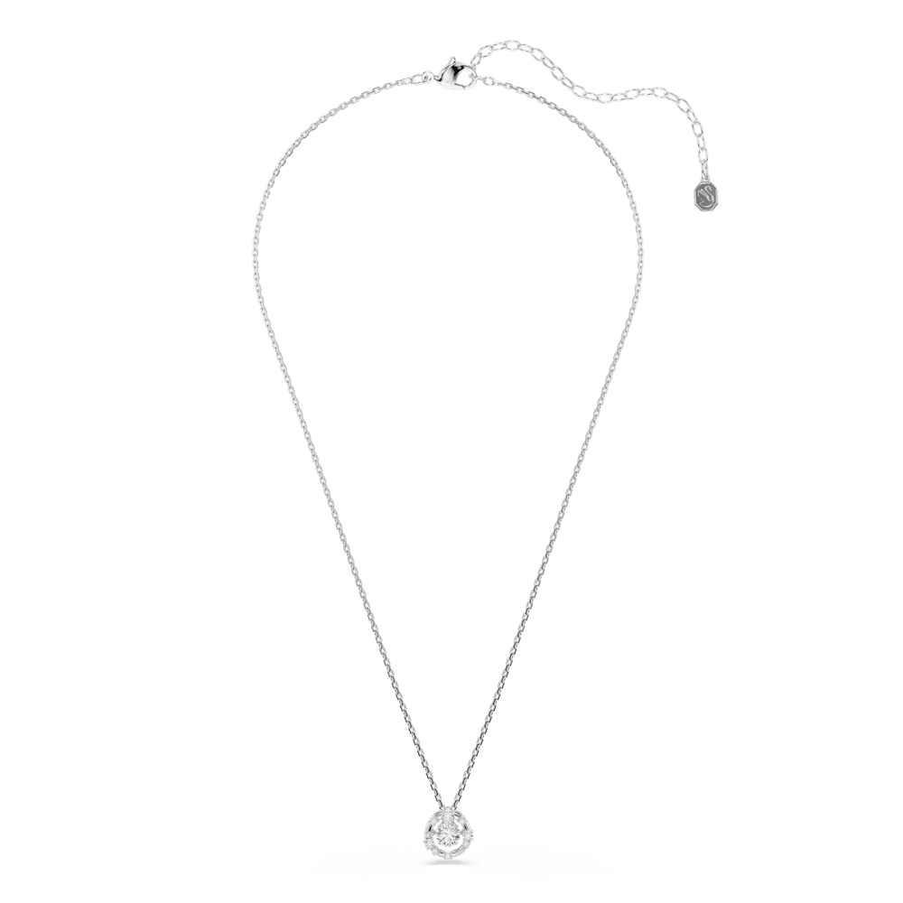 Collana Swarovski Constella, Taglio Round, Dancing stone, Bianco, Placcato rodio