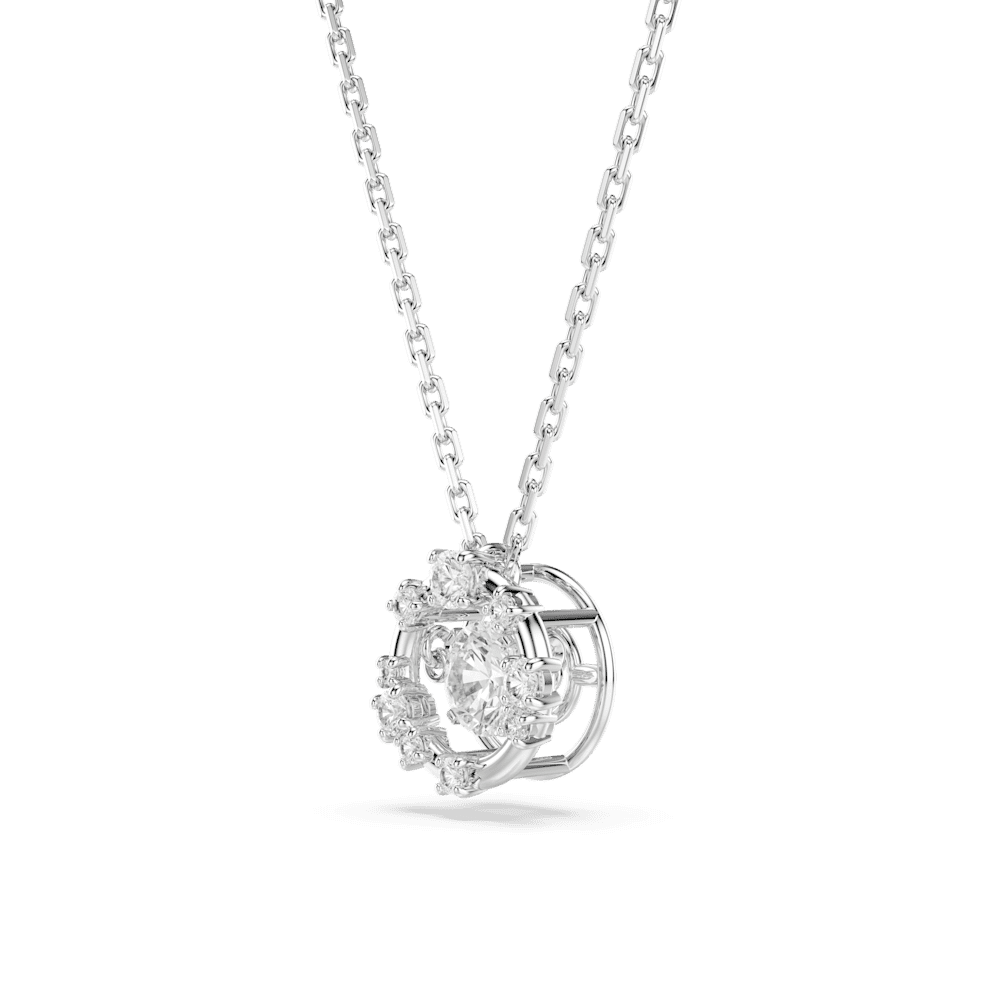 Collana Swarovski Constella, Taglio Round, Dancing stone, Bianco, Placcato rodio