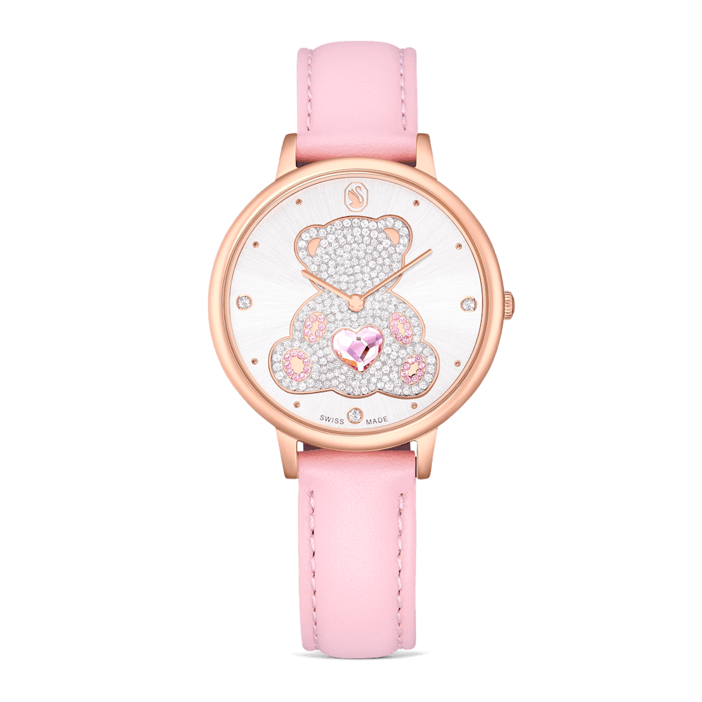 Orologio Swarovski Teddy Cinturino in pelle Rosa Finitura Pvd Oro Rosa