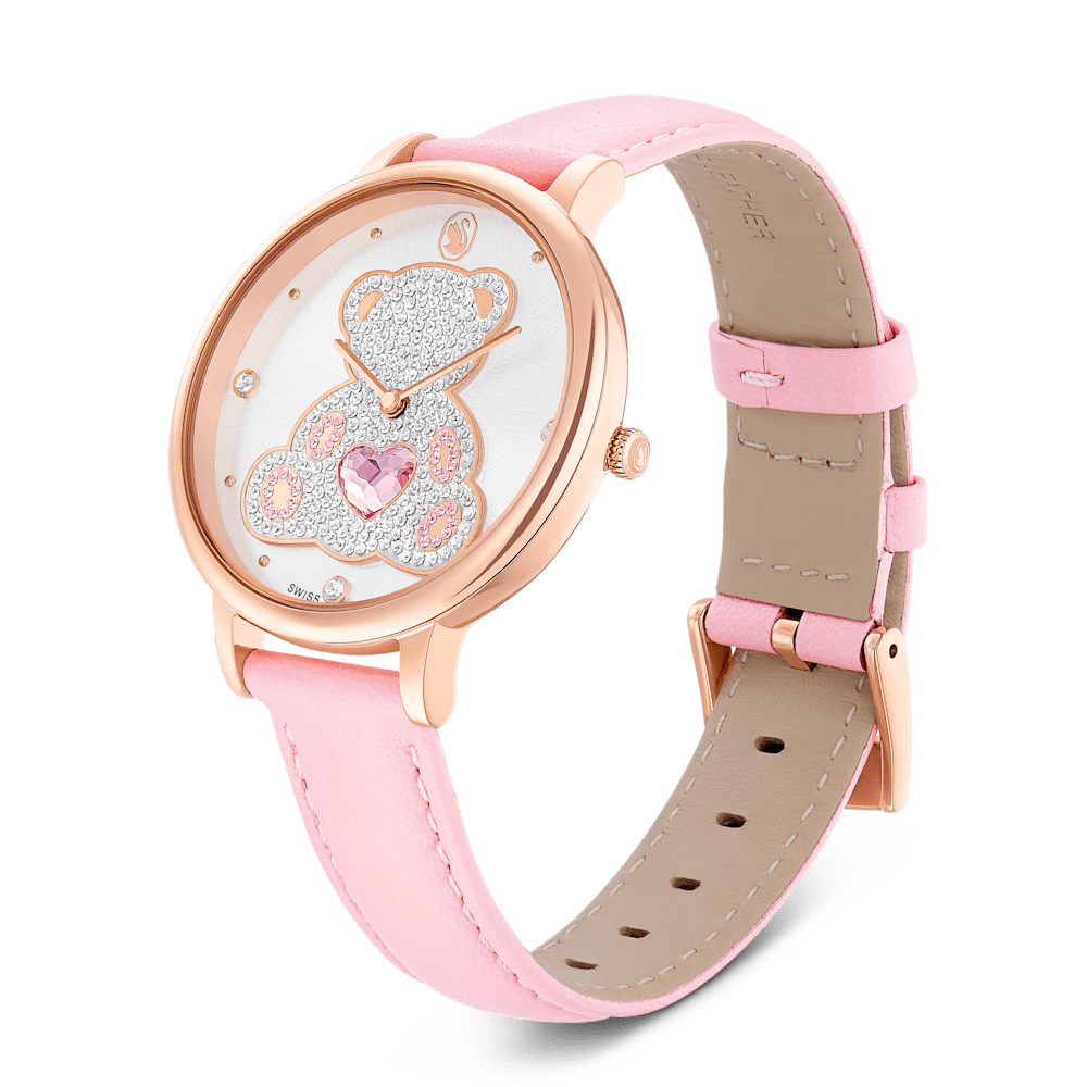 Orologio Swarovski Teddy Cinturino in pelle Rosa Finitura Pvd Oro Rosa