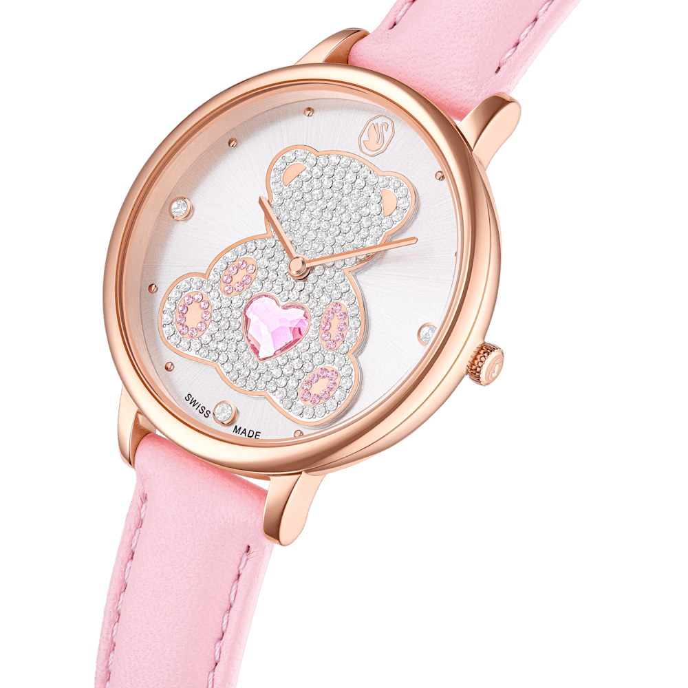 Orologio Swarovski Teddy Cinturino in pelle Rosa Finitura Pvd Oro Rosa