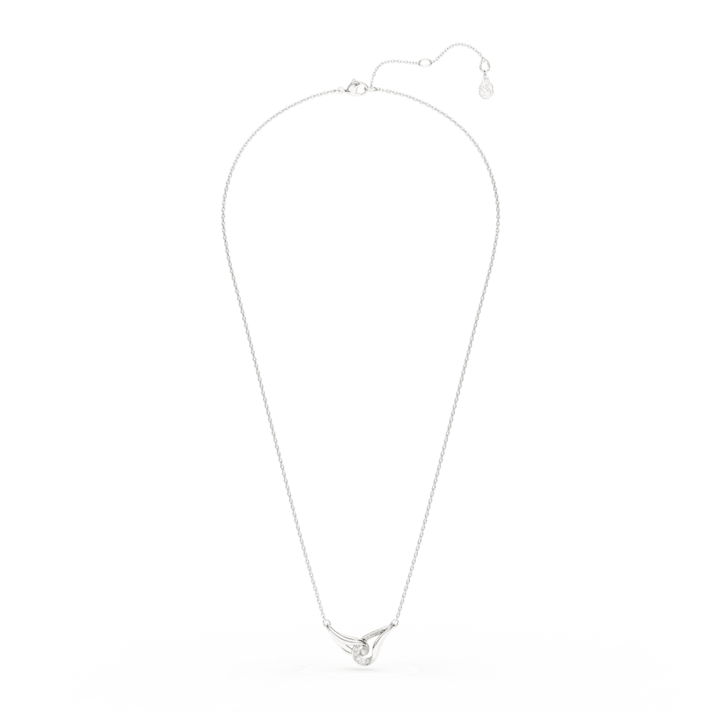 Collana Pendente Swarovski Classica, Taglio Round, Concatenato, Bianco, Argento Sterling