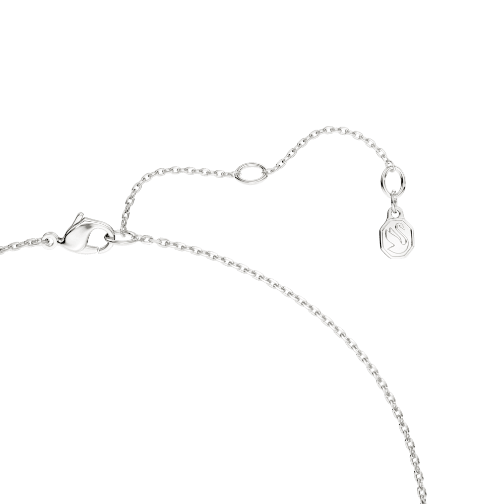 Collana Pendente Swarovski Classica, Taglio Round, Concatenato, Bianco, Argento Sterling
