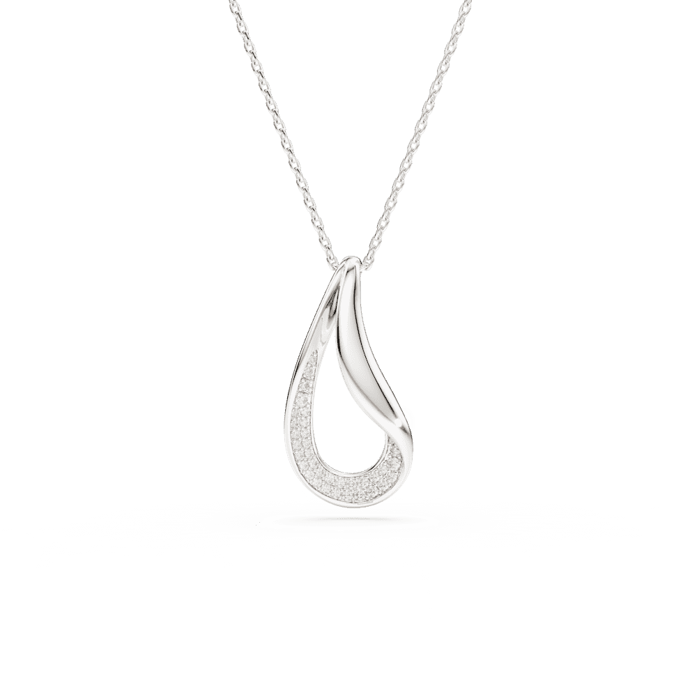 Collana Pendente Swarovski Classica, Taglio Round, Lungo, Bianco, Argento Sterling