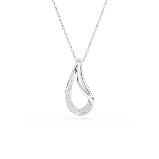 Collana Pendente Swarovski Classica, Taglio Round, Lungo, Bianco, Argento Sterling