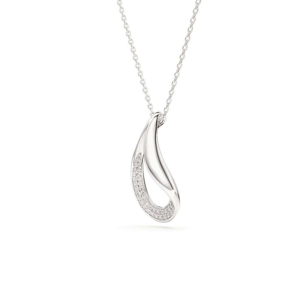 Collana Pendente Swarovski Classica, Taglio Round, Lungo, Bianco, Argento Sterling