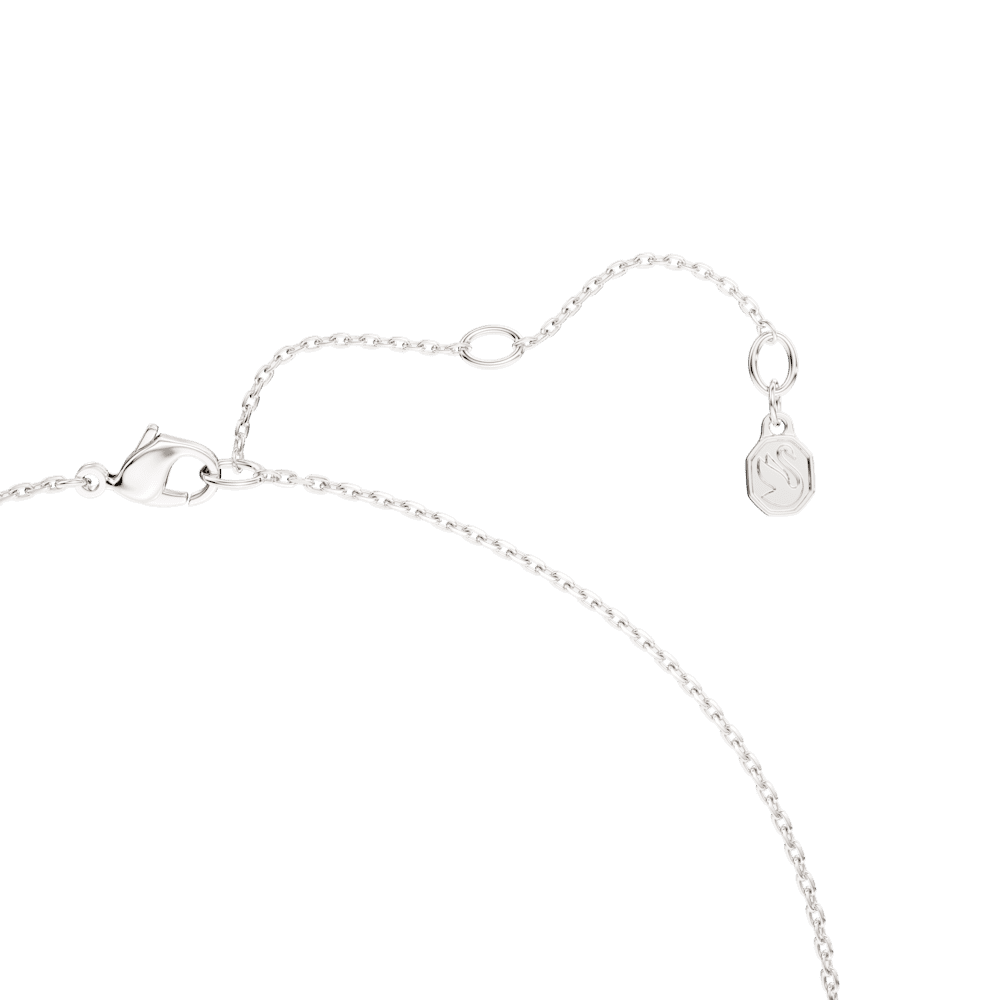 Collana Pendente Swarovski Classica, Taglio Round, Lungo, Bianco, Argento Sterling