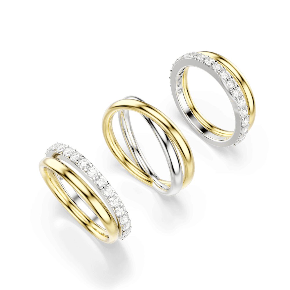 Anello cocktail Swarovski Hyperbola, Taglio Round, Bianco, Mix di finiture - Misura 55